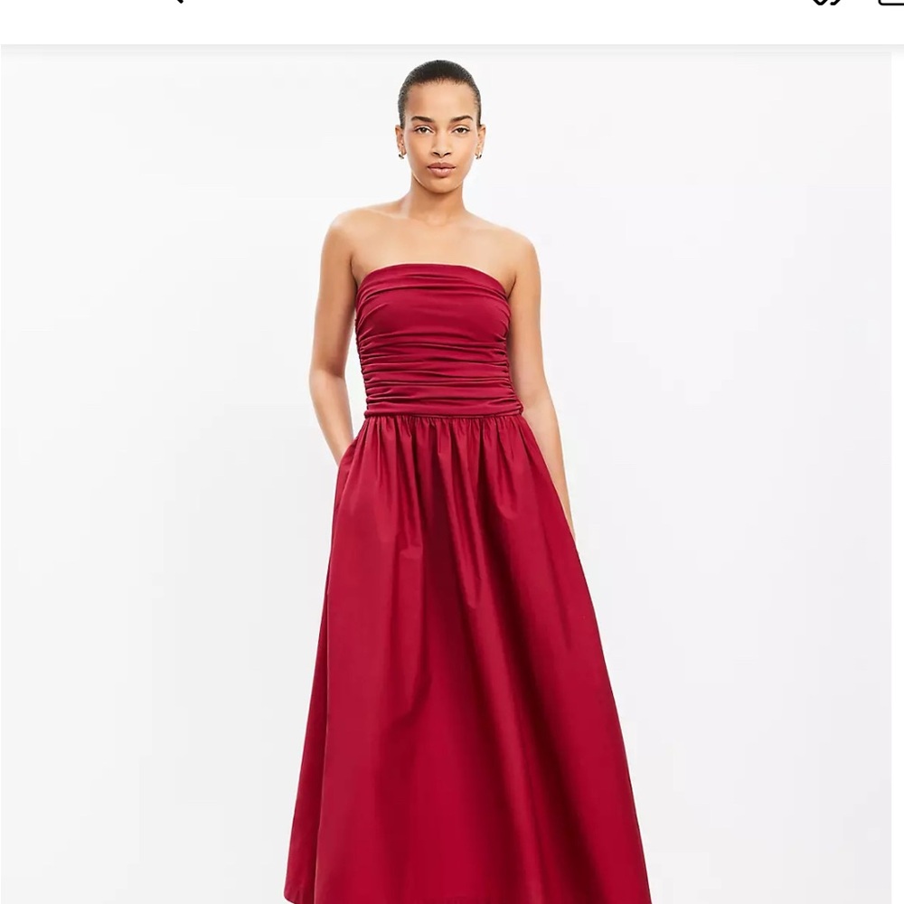 LOFT Strapless Burgundy Dress